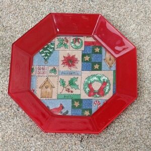 Festive Red Holiday Plate